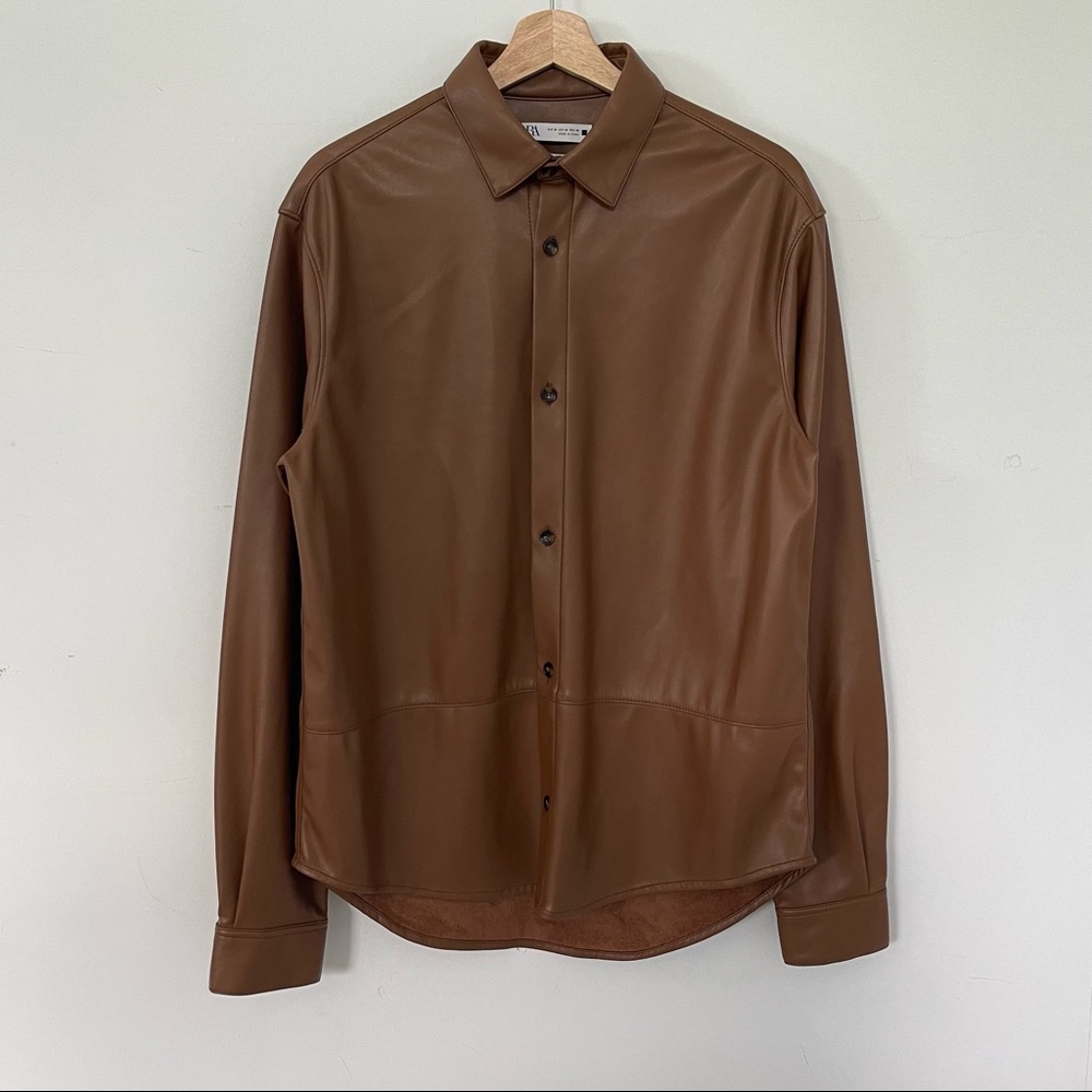 Zara Womens Leather Button Down Size M